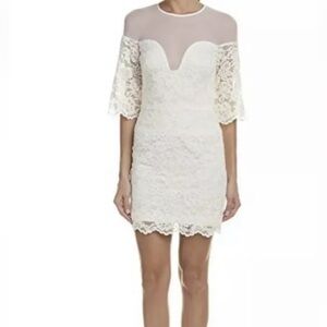 NWT Nicole Miller Collection White Lace Dress‎ Size 0